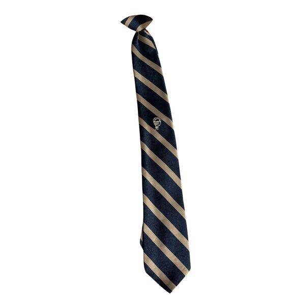 Vintage 1970s KFC Colonel Sanders Polyester Uniform Tie Made in USA Navy Striped - Picture 1 of 4